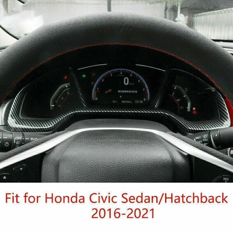 1PCS Carbon Fiber Instrument Dashboard Frame Cover Trim for Honda for Civic 2016-21