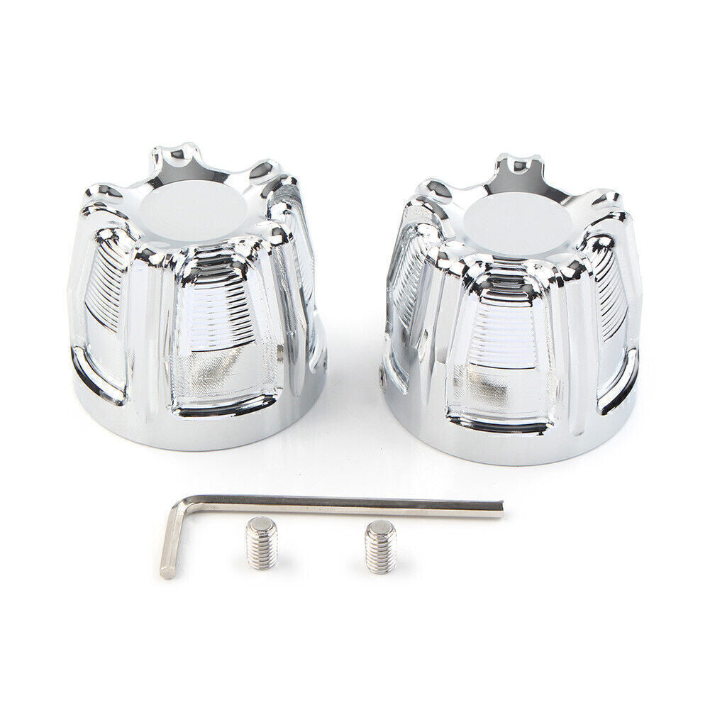 CNC Front Axle Nut Cap Covers Fit for Harley Softail Touring Street Glide Chrome
