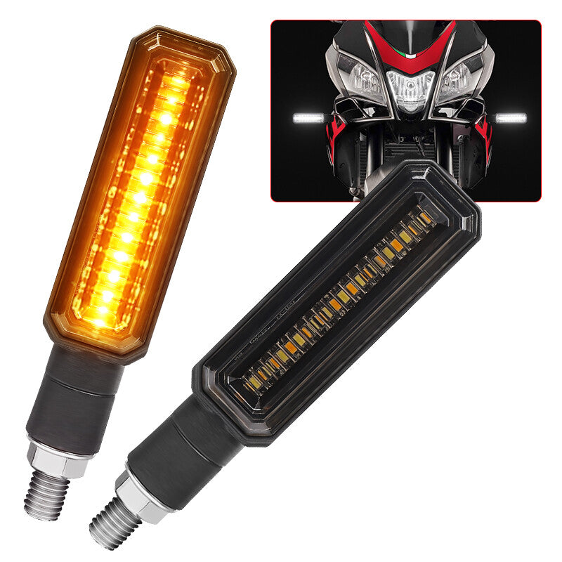 4x Black LED Motorcycle Flowing Turn Signal Blinker Running DRL Light Brake Lamp