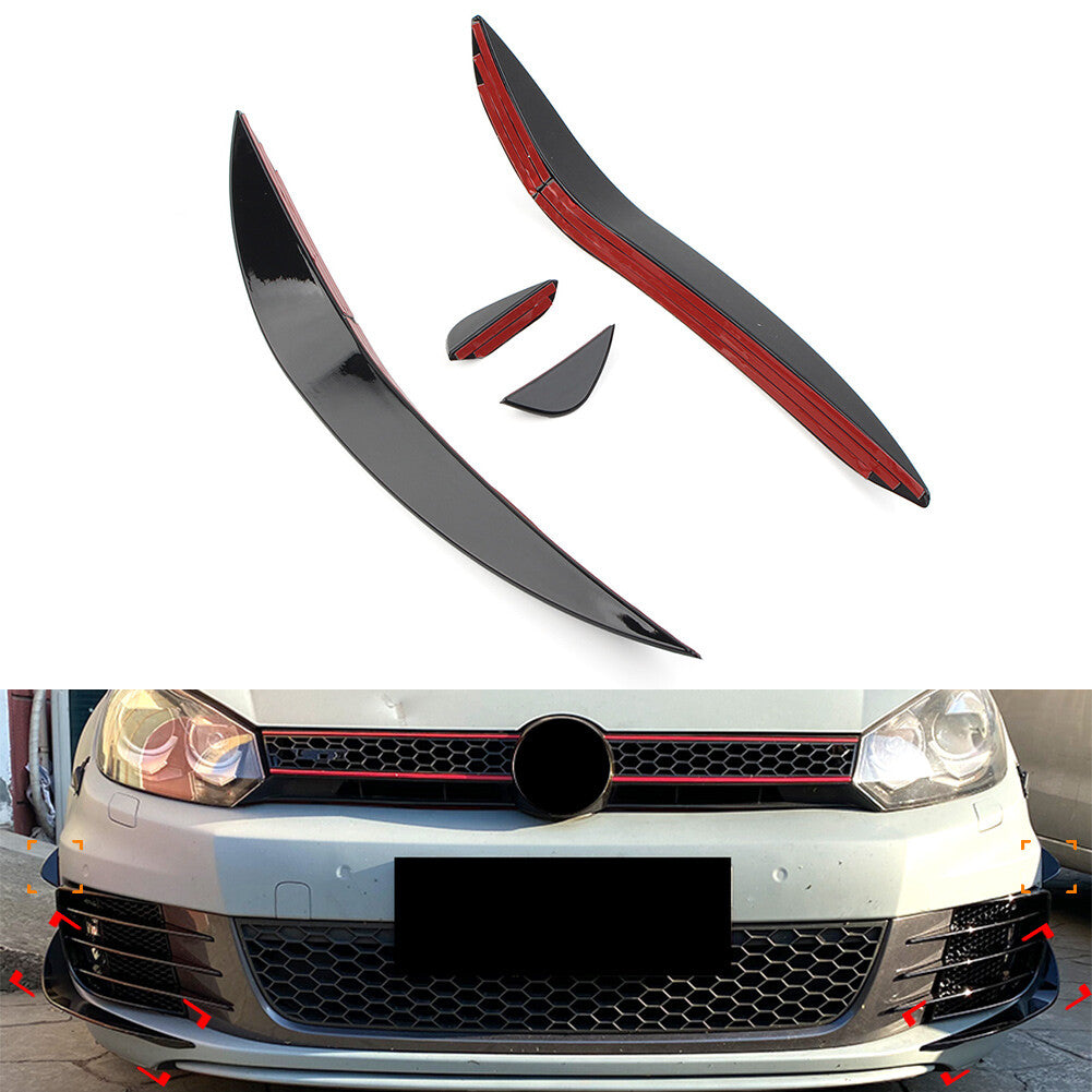 Front Bumper Lip Splitter Spoiler Side Canards Air Vent Trim Fit for VW for Golf 6 MK6