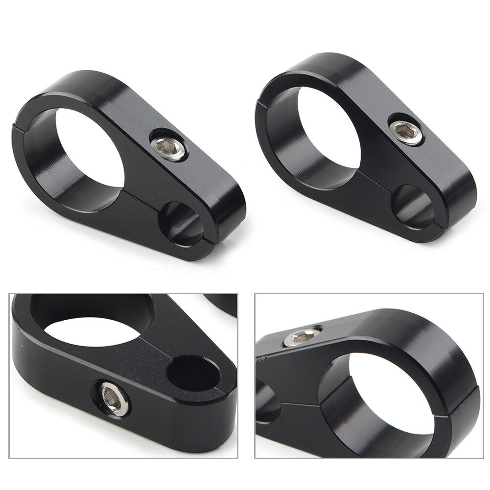 2x Motorcycle Brake Clutch Cable Wire Clamp Clip for Harley 1'' Handlebar Black