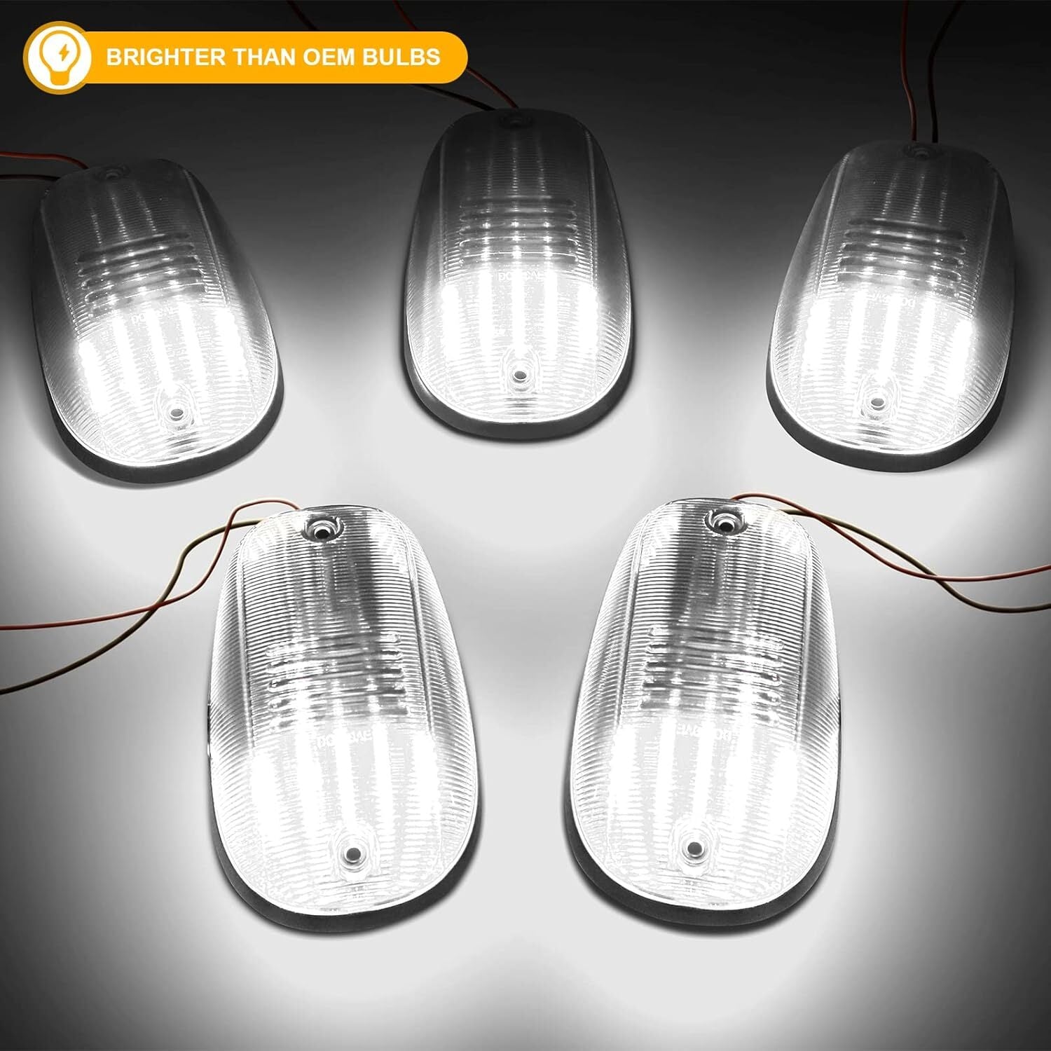 5-piece white LED cab roof marker lights for 2003-2018 for Dodge for Ram 1500 2500 3500 trucks.