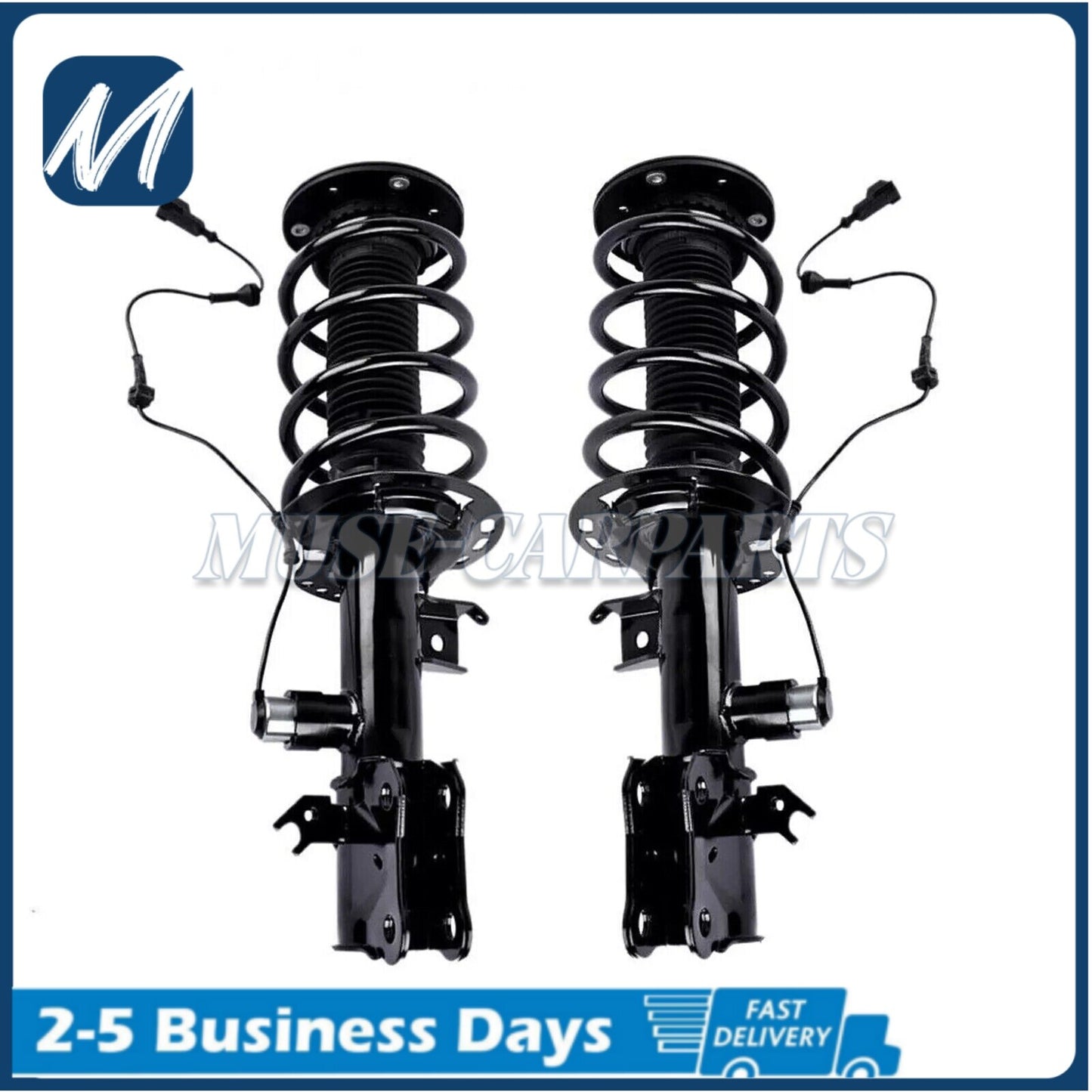Paired front shock absorber struts with electronic bonding for Jaguar XJ, XJR, X351, and RWD (2009-2019)