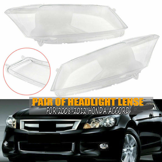 Headlight housing, lens cover, and lens cap suitable for 2008-2012 for Honda Accord, transparent left and right sides.