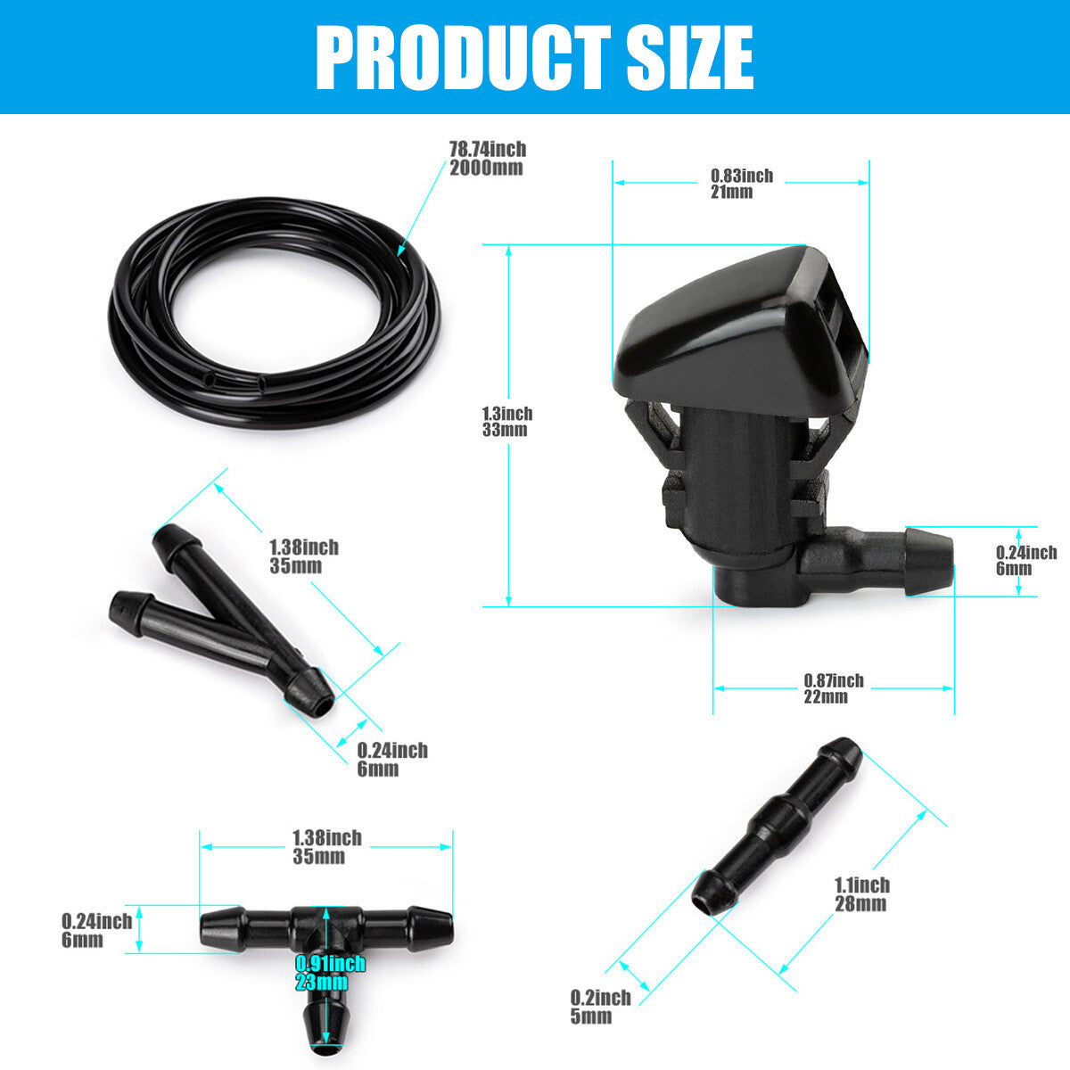 2x Front Wiper Sprayer Windshield Washer Nozzle for Ford Focus Edge for Lincoln MKX