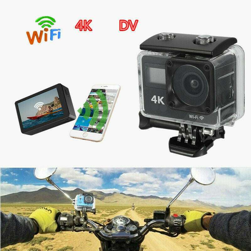 Motobike Helmet 4K Camera Dual Screen 2.0 WIFI Logger Sport DV Wide Angle Lens