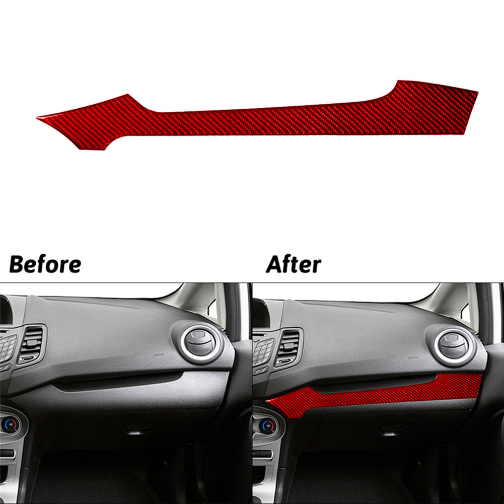 Red Carbon Fiber Inner Passenger Side Dash Cover Trim for Ford Fiesta 2011-2015