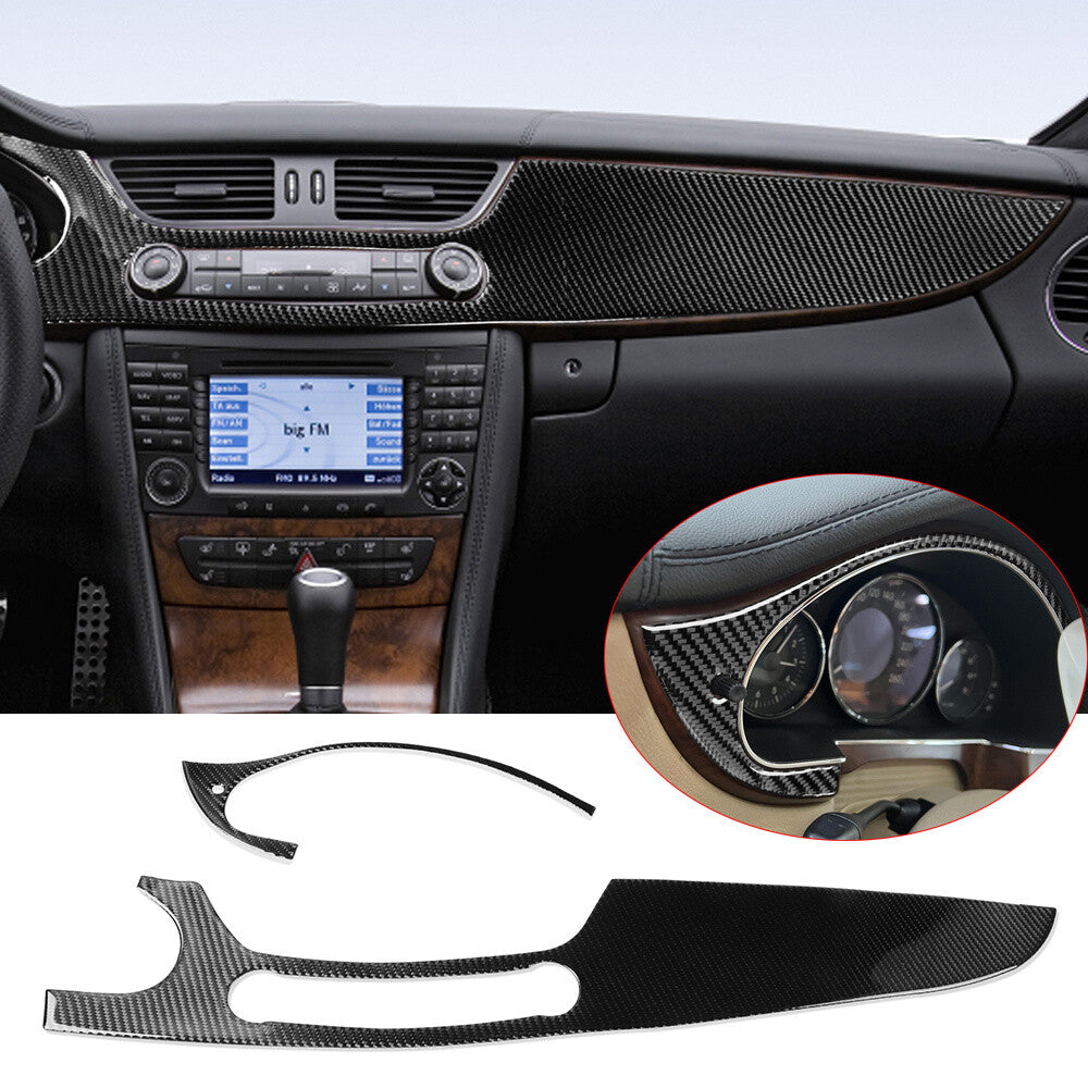 Carbon Fiber Center Control Dashboard Panel Trim for Benz CLS Class C219 2004-09