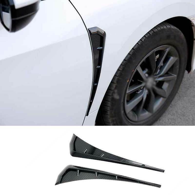 2X for Honda for Civic 2019-21 Carbon Fiber Fender Side Body Emblem Hood Trim Cover