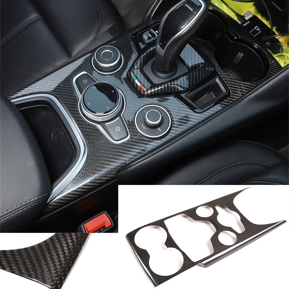 Real Carbon Fiber Console Gear Shift Panel Cover for Alfa Romeo Giulia 2020-2022