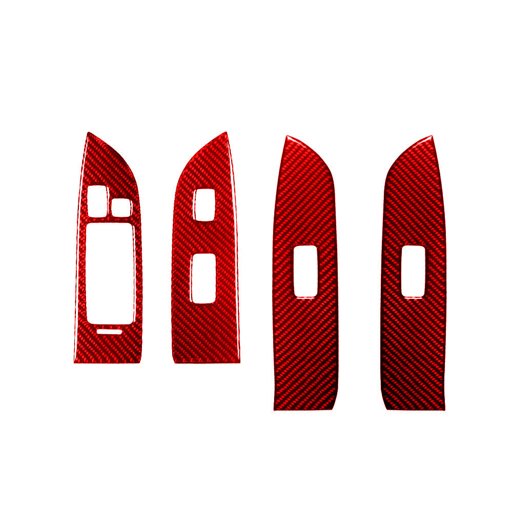 4Pcs Red Carbon Fiber Window Lift Control Trim for LEXUS RX330 RX350 2004-2009