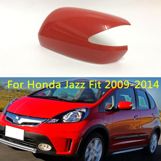 Red Left Rearview Door Mirror Cover Shell Cap Fit for Honda Jazz Fit 2009-2014