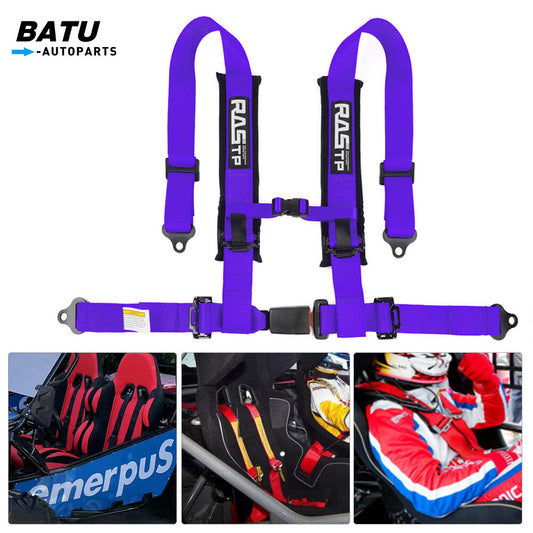 2inch 4-Point Harness Quick Release Safety for Seat Belt+1Pair Shoulder Pads Purple