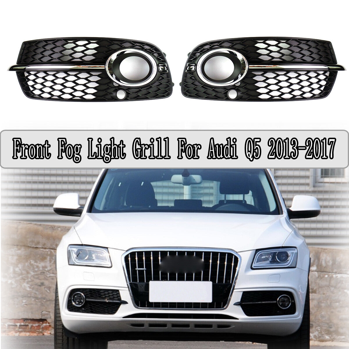 Front Fog Light Cover Bezel Lower Grille Left Right for Audi for Q5 S-Line 2013-17