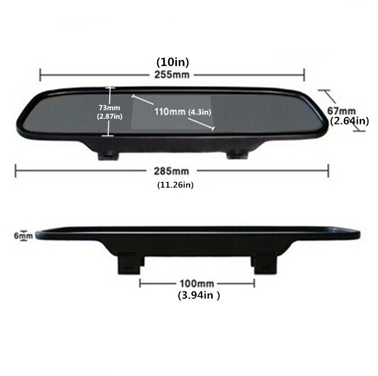 1Pc Car Rear View Parking Mirror 4.3 LCD Video Digital Color Monitor Display