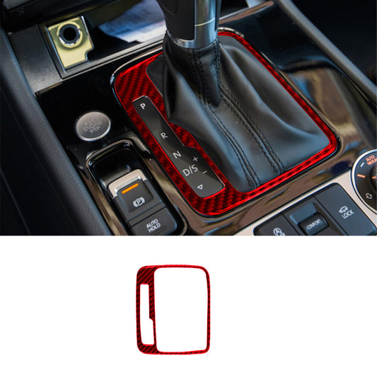 Red Gear Shift Frame Trim Cover Decoration Carbon Fiber for VW Touareg 2011-2018
