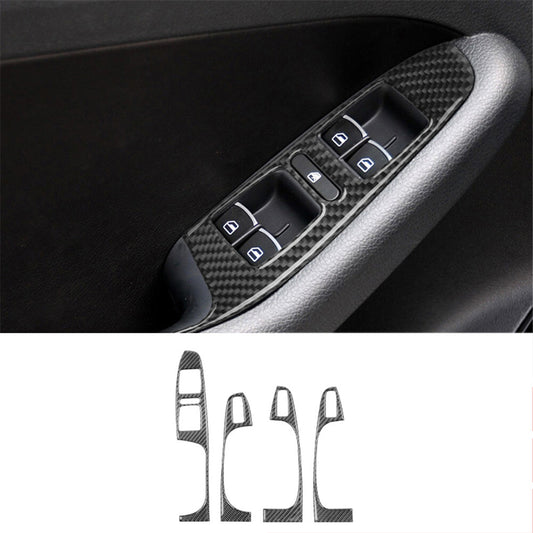 4Pcs Carbon Fiber Window Control Cover Trim for Volkswagen for Jetta Sedan 2011-2014