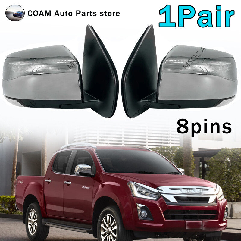 Dual rearview mirrors with turn signals and folding lenses suitable for ISUZU D-MAX DMax 2012-19