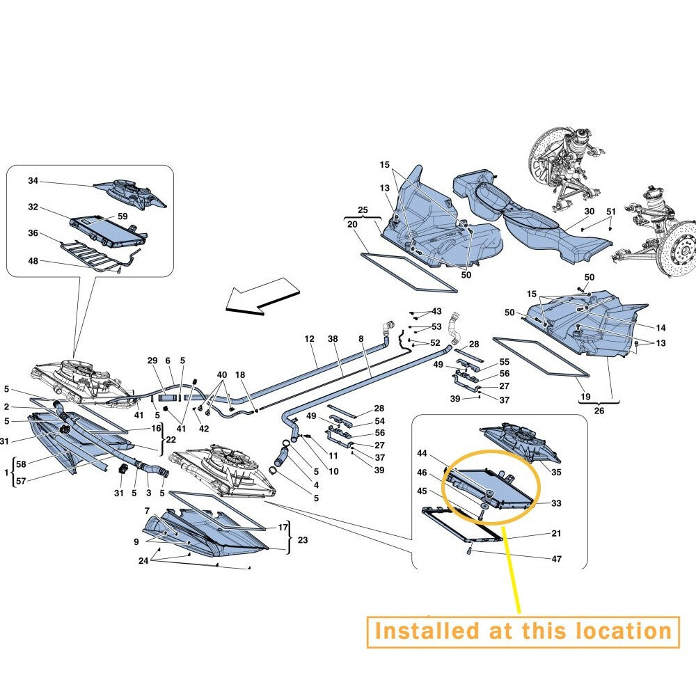Suitable for Ferrari 458 water radiator left equipment manufacturer: 262837
