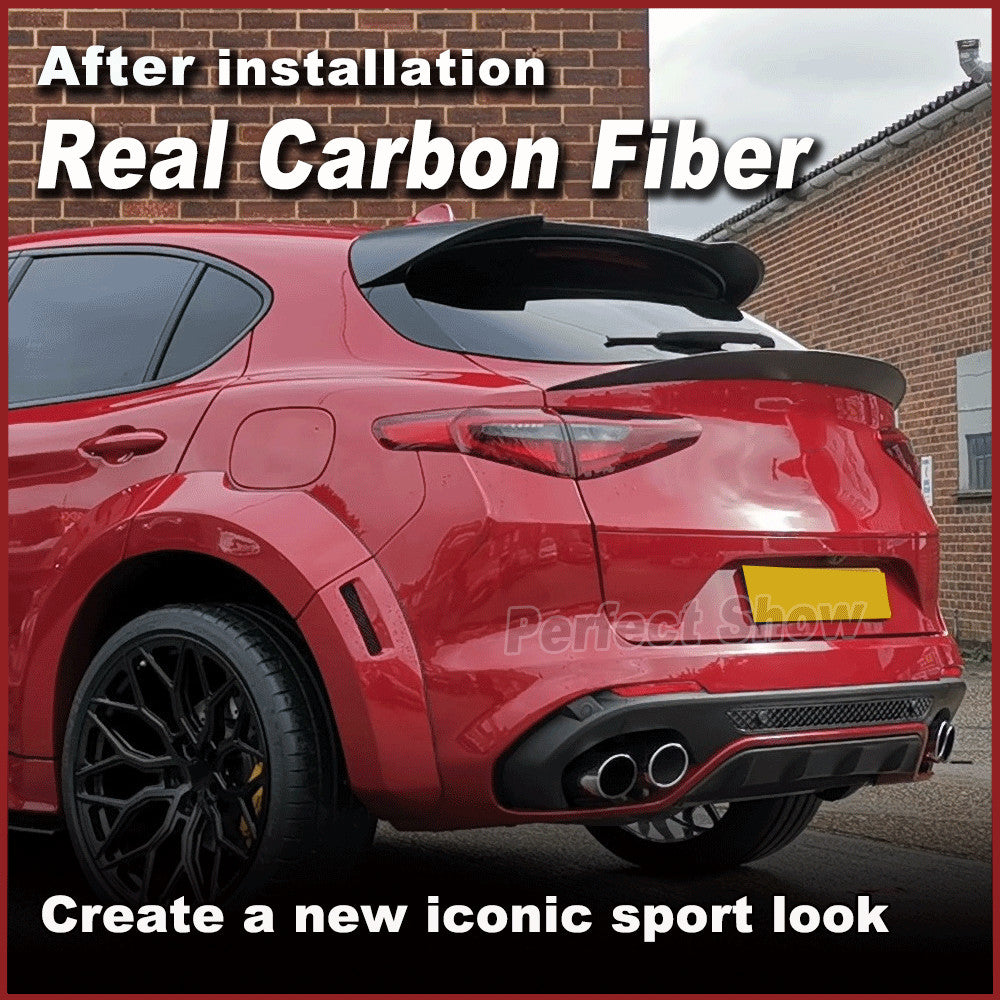 for Alfa Romeo for Stelvio SUV 2017-21 Rear Trunk Spoiler Lip Wing Dry Carbon Fiber