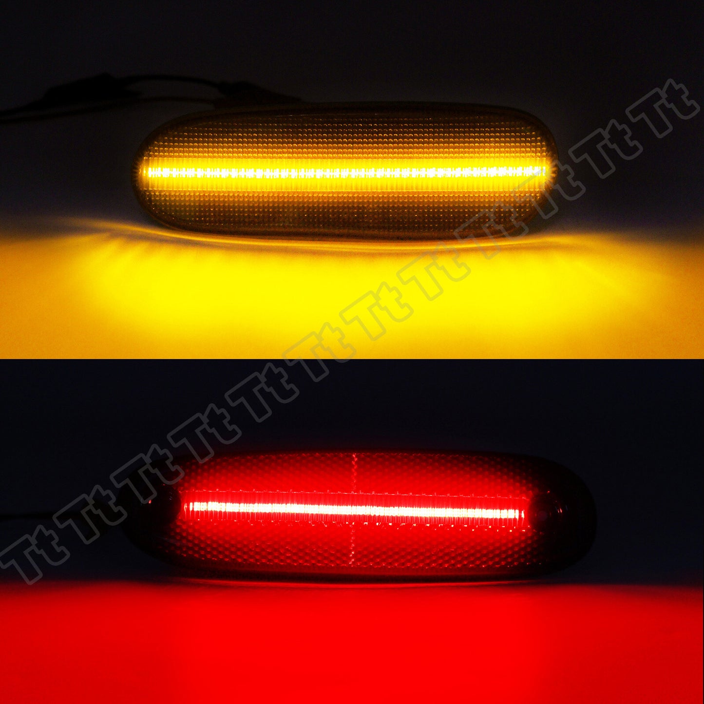 Smoked lens for front and rear bumper side marker lights on 93-98 for Toyota Supra Mk.4 LEDs.