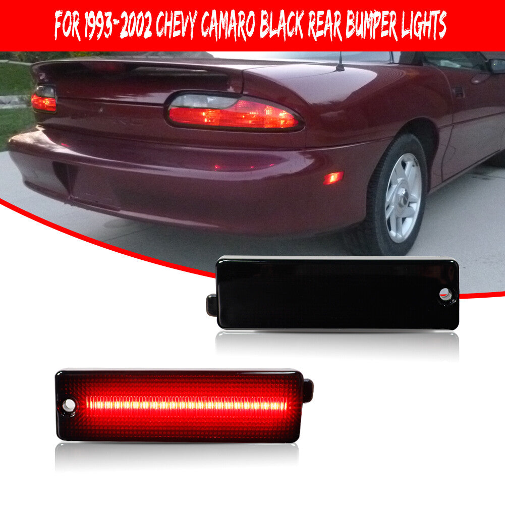 2-Pack Smoke Lens Red LED Side Marker Lights for 1993-2002 for Chevrolet Camaro Rear Bumper