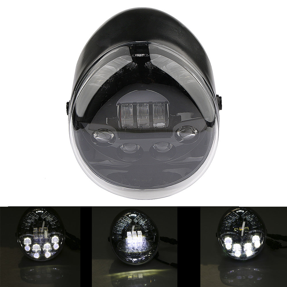 Black LED oval high/low headlights for Harley-Davidson VRSC Vrod V-rod 2002-17