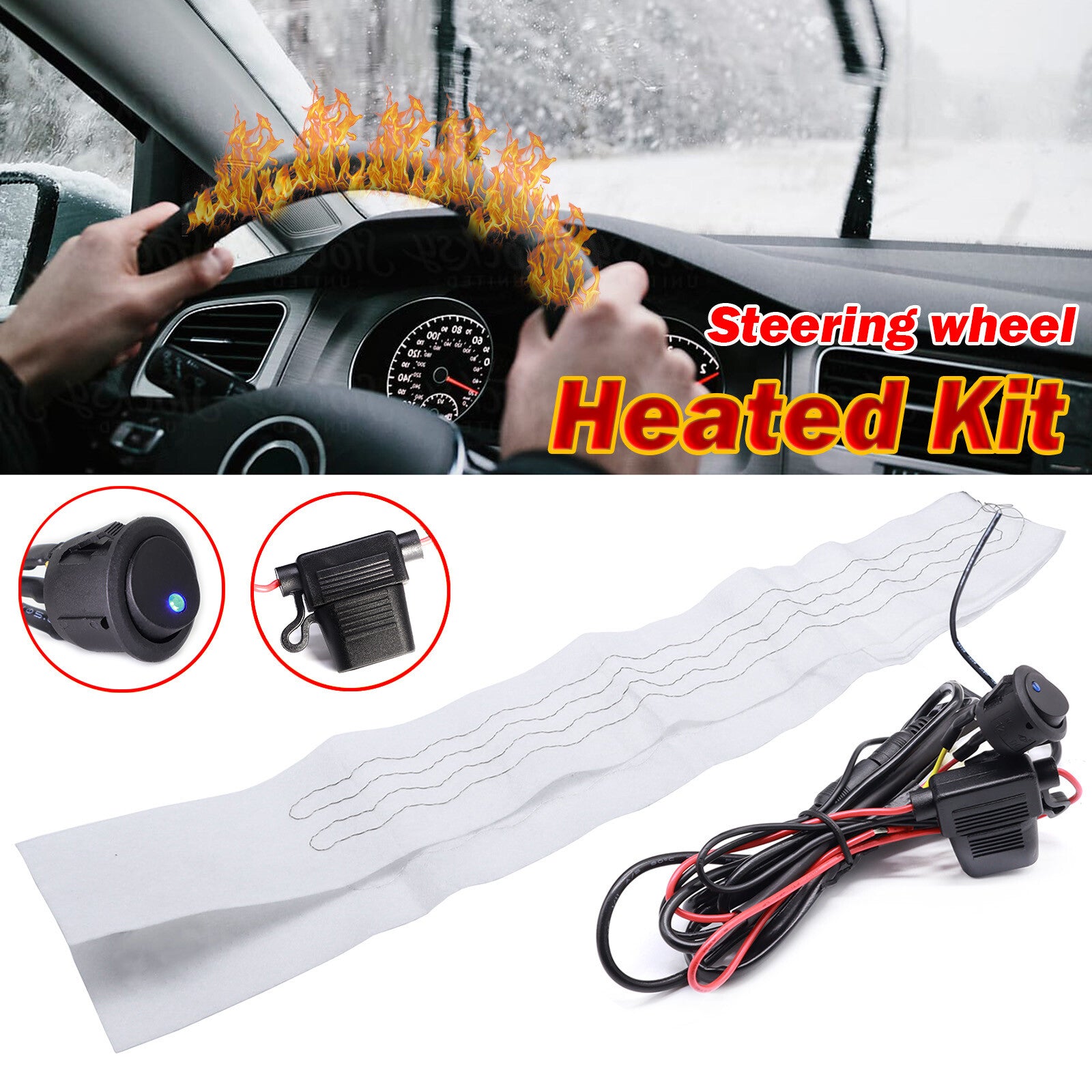 Universal, 12V car steering wheel heater pad steering wheel heated heater kit car heater
