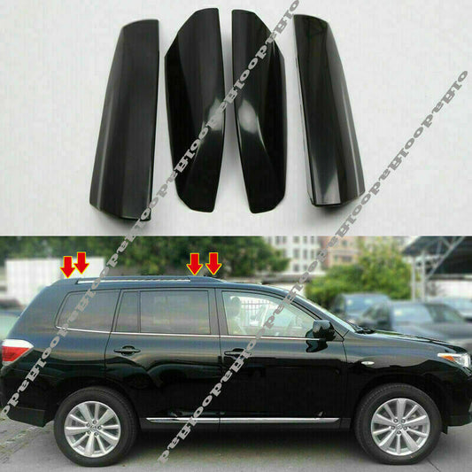 4P Black Roof Rack Cover Rails End Shell Replace for Toyota Highlander 2008-2013