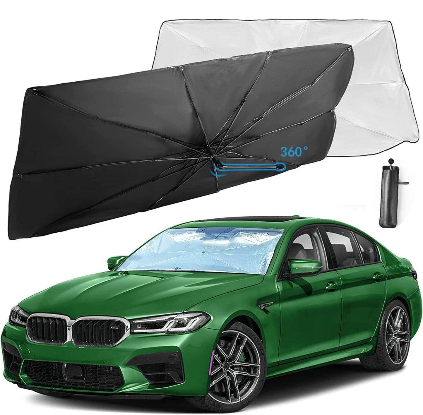 for Chevrolet Car Windshield Sun Shade Umbrella W/ Rotation Bendable Handle
