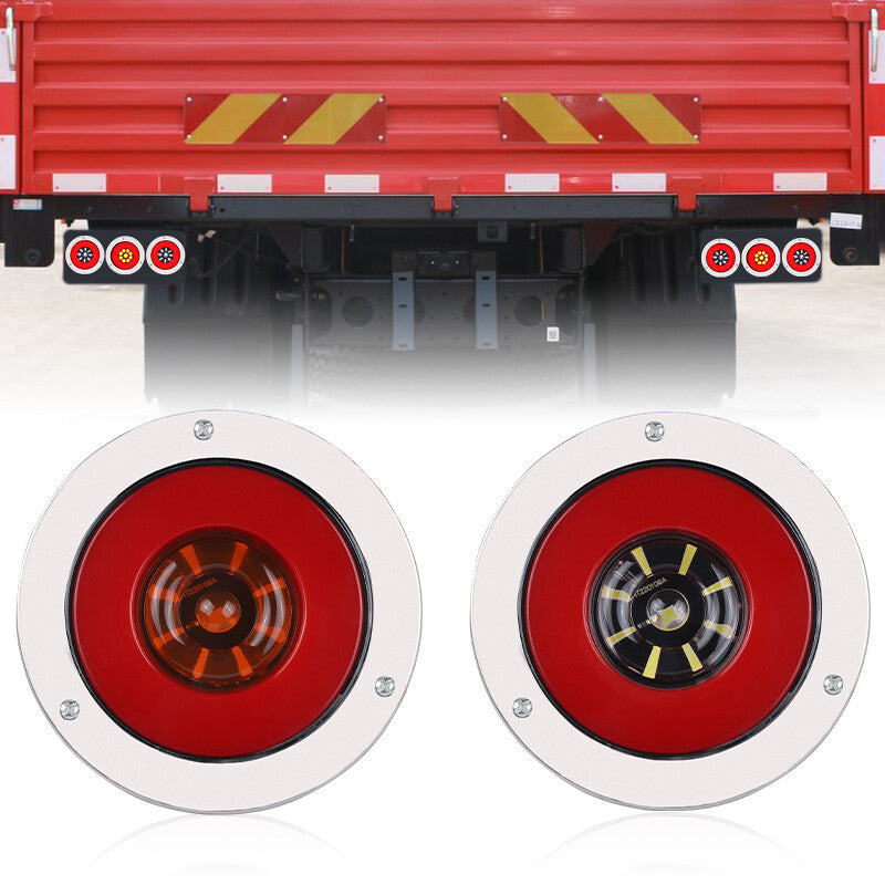 2X 4inch Round 24LED Truck Trailer Stop Turn Signal Tail Brake Lights Red/White