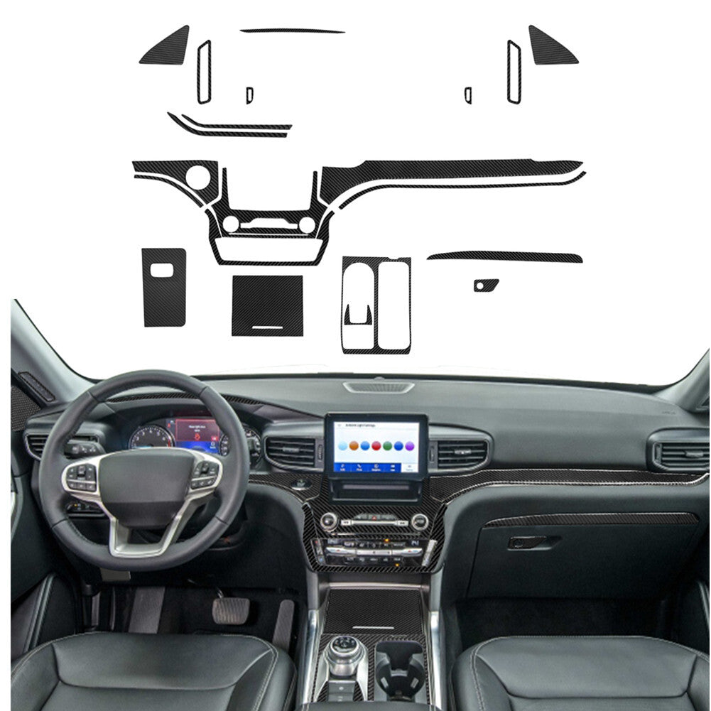 21X Carbon Fiber Center Console Dashboard Cover Trim for Ford Explorer 2020-2023