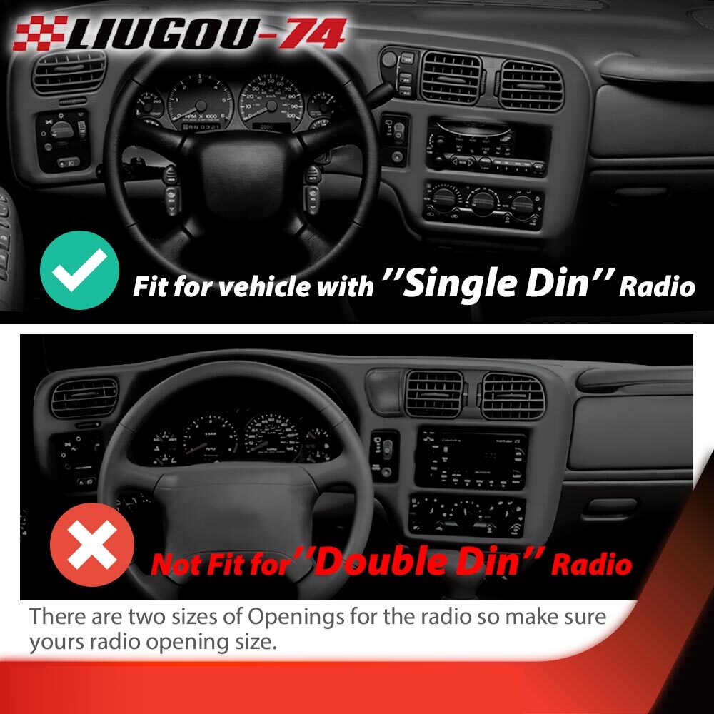 Suitable for 1998-2004 Blazer Jimmy Sonoma S10 Bravada Dash with decorative border in dark grey.