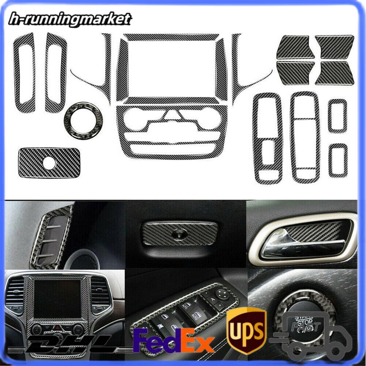 19pcs for Jeep Grand Cherokee 2011-2020 Carbon Fiber Full Interior Kit Set Cover