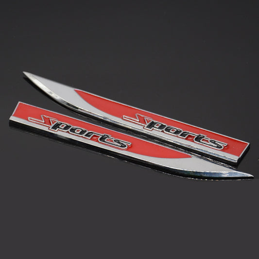 Car Bady Side Fender Red Sports Emblem Metal Badge Decal Racing Dagger Sticker