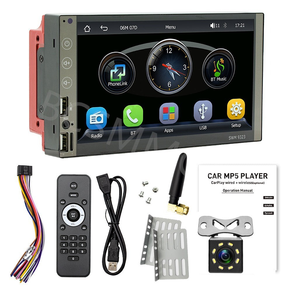 For Apple CarPlay Touch Screen Car Stereo Radio Bluetooth Multimedia Player Cam