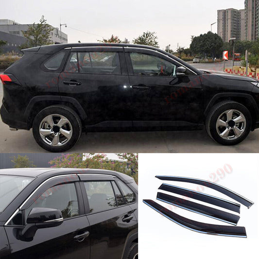 for Toyota RAV4 2019-2024 smoke Window Visors Sun Rain Guard Deflector W/Chrome
