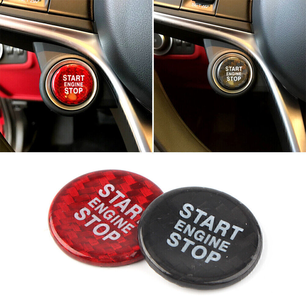 Black Carbon Engine Ignition Start Button Cover Fit for Alfa Romeo Giulia for Stelvio