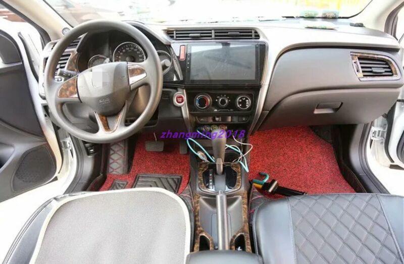 10-Piece Agate Wood Grain Interior Trim Kit for Honda City 2015-2019