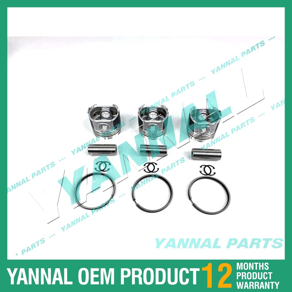 3-piece piston with piston rings + 0.5 mm for Mitsubishi K3F engine (extra-large size)