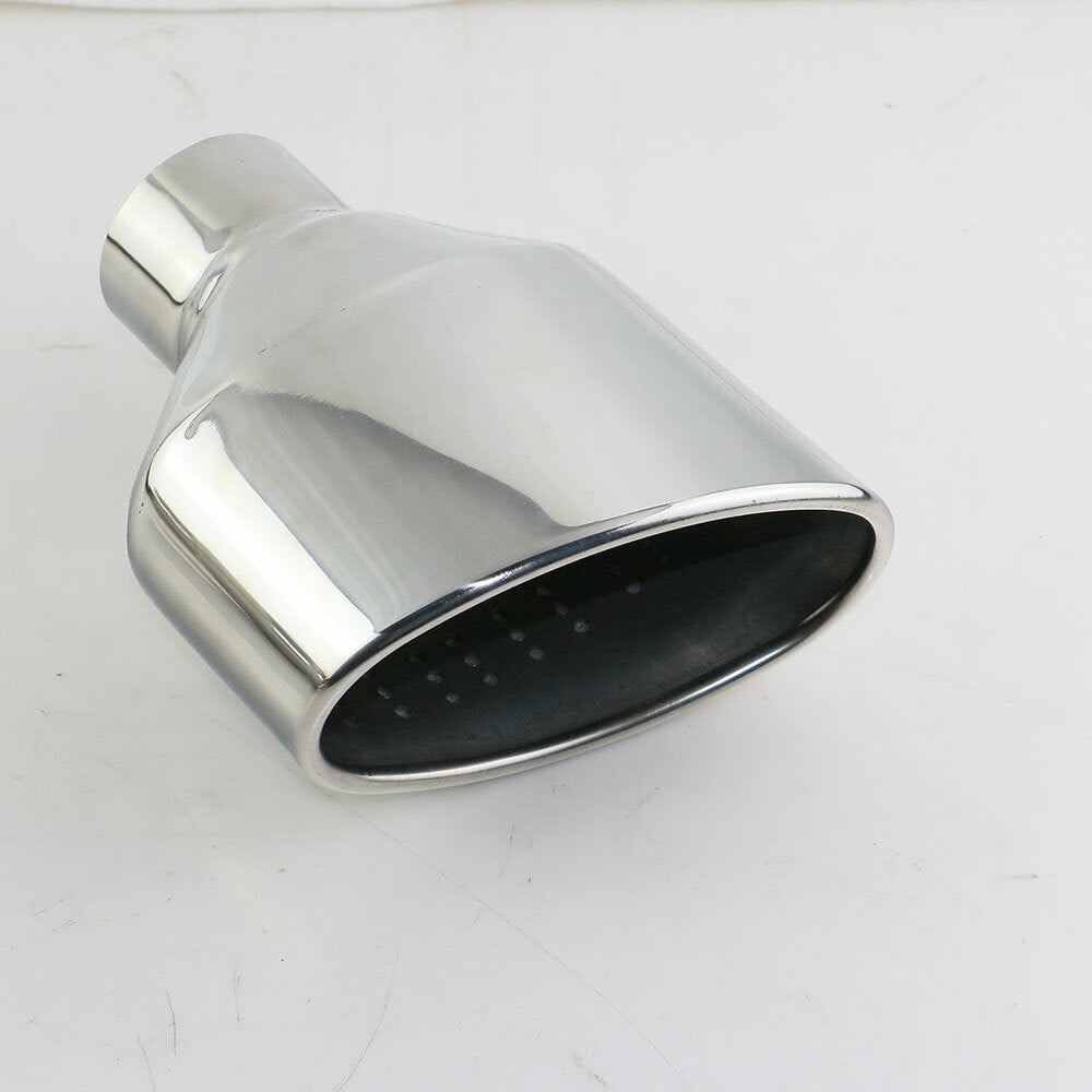 2.5 inlet Sliver Exhaust Tips Stainless Steel Slant 6 Oval for AUDI RS LOOK