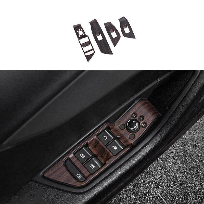 for Audi A4 A5 2017-2024 Red Wood Grain Glass Window Lifting Panel Decoration 4P