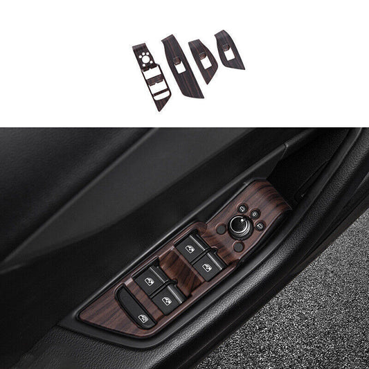 for Audi A4 A5 2017-2024 Red Wood Grain Glass Window Lifting Panel Decoration 4P