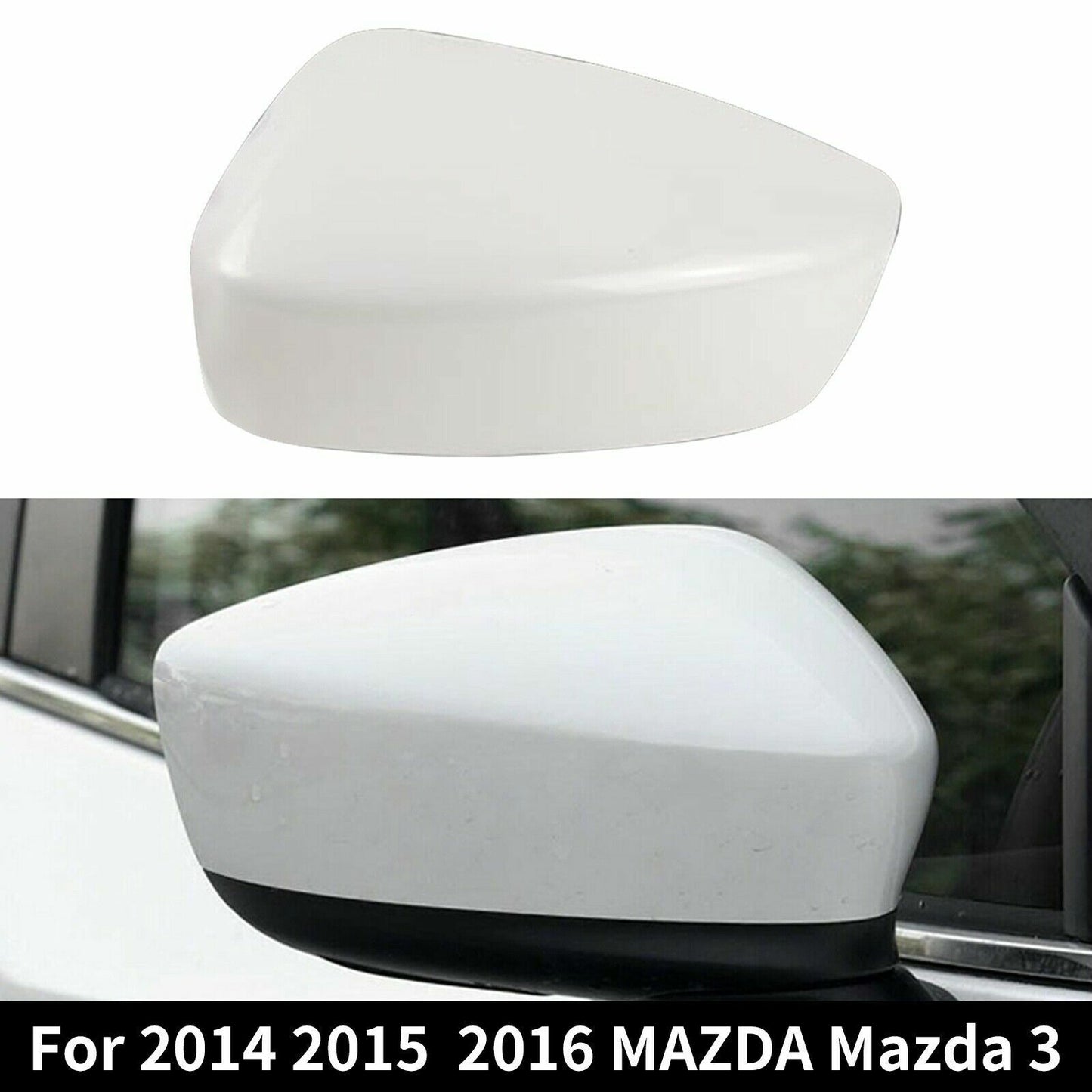 For 2014-2016 for Mazda 3 White Right Passenger Side Mirror Cap Cover Replacement AT