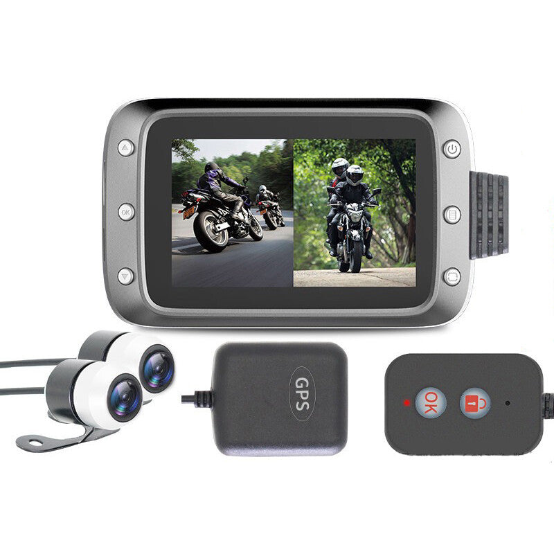 3-inch 1080P HD display motorcycle dual-camera lens DVR dashcam
