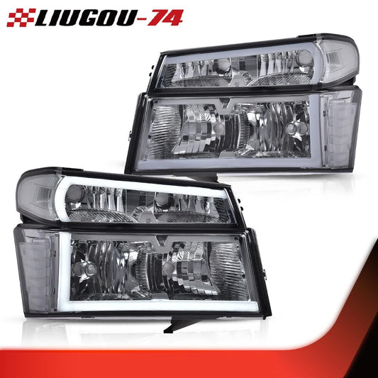 LED DRL Black Headlights with Bumper Lights Suitable for 04-12 for GMC for Canyon / for Chevy Colorado