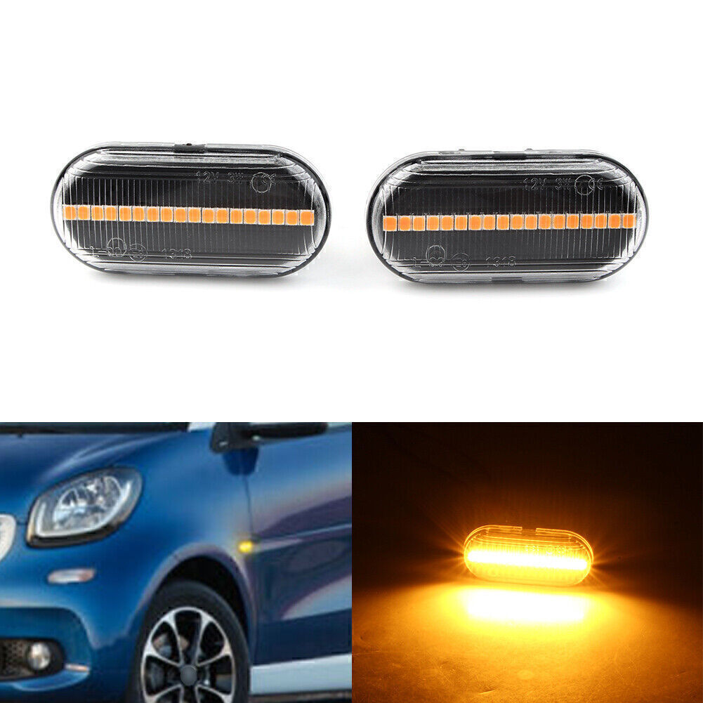 Clear Dynamic LED Side Marker Turn Signal Lamp Fit for Benz W453 C453 for Smart Fortwo