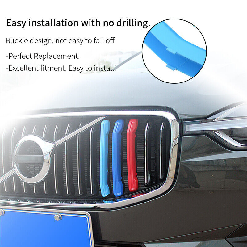 3-Color Front bumper Mesh Grille Grill Strip Cover Trim for Volvo XC60 2022-2023