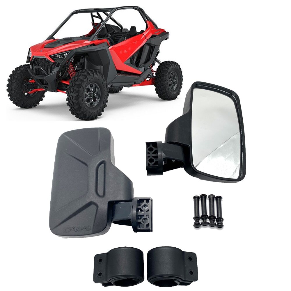 1.75 2 Breakaway Side Mirrors Rear View Mirror Set for Polaris Ranger RZR UTV