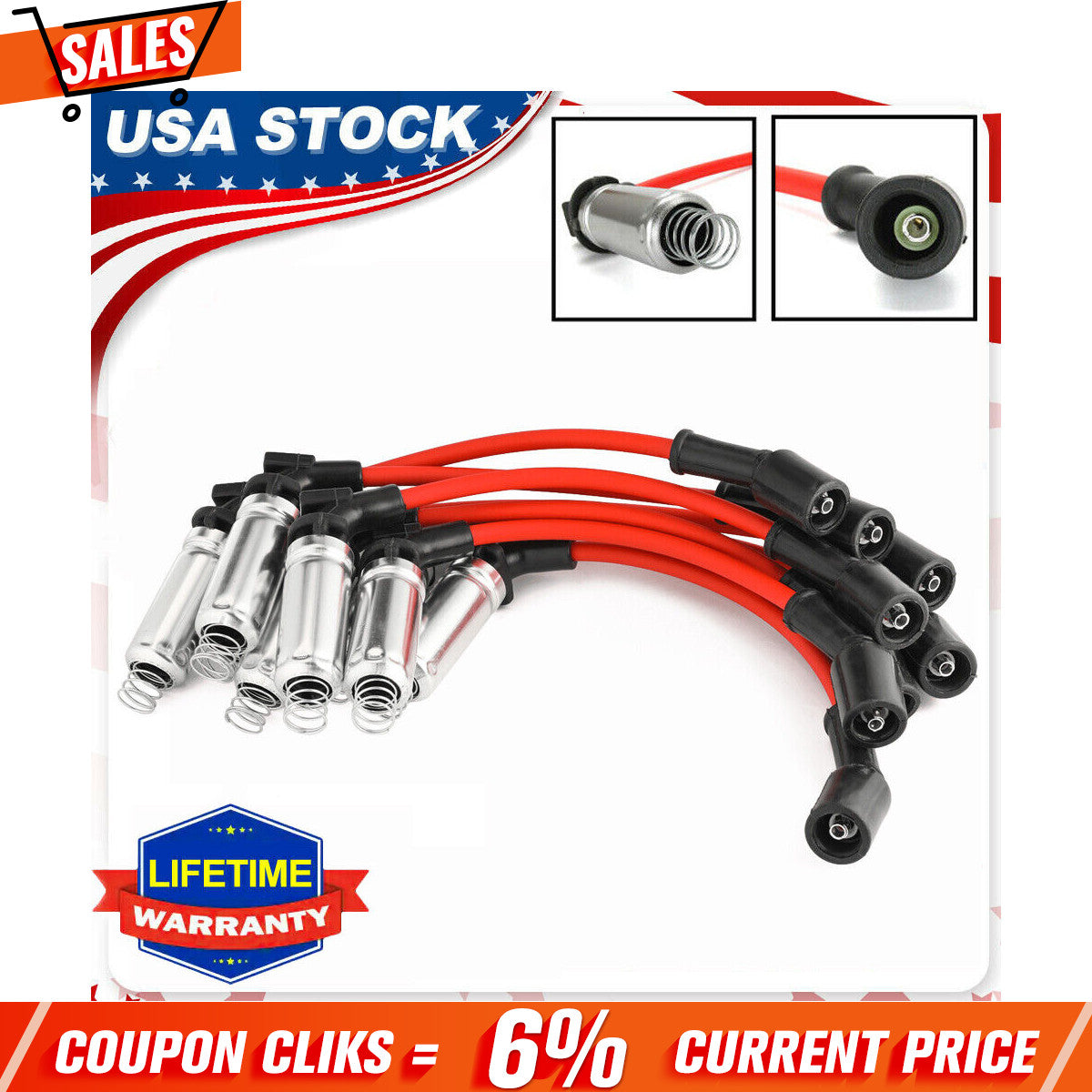 8PCS Ignition Spark Plug Wires for CHEVY for GMC 1999-2006 LS1 VORTEC 4.8L 5.3L 6.0L